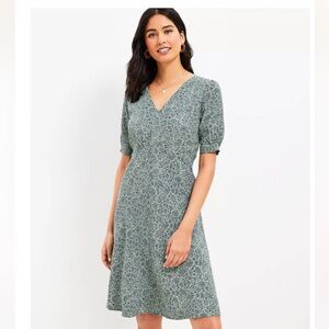 LOFT Green Floral Midi Dress